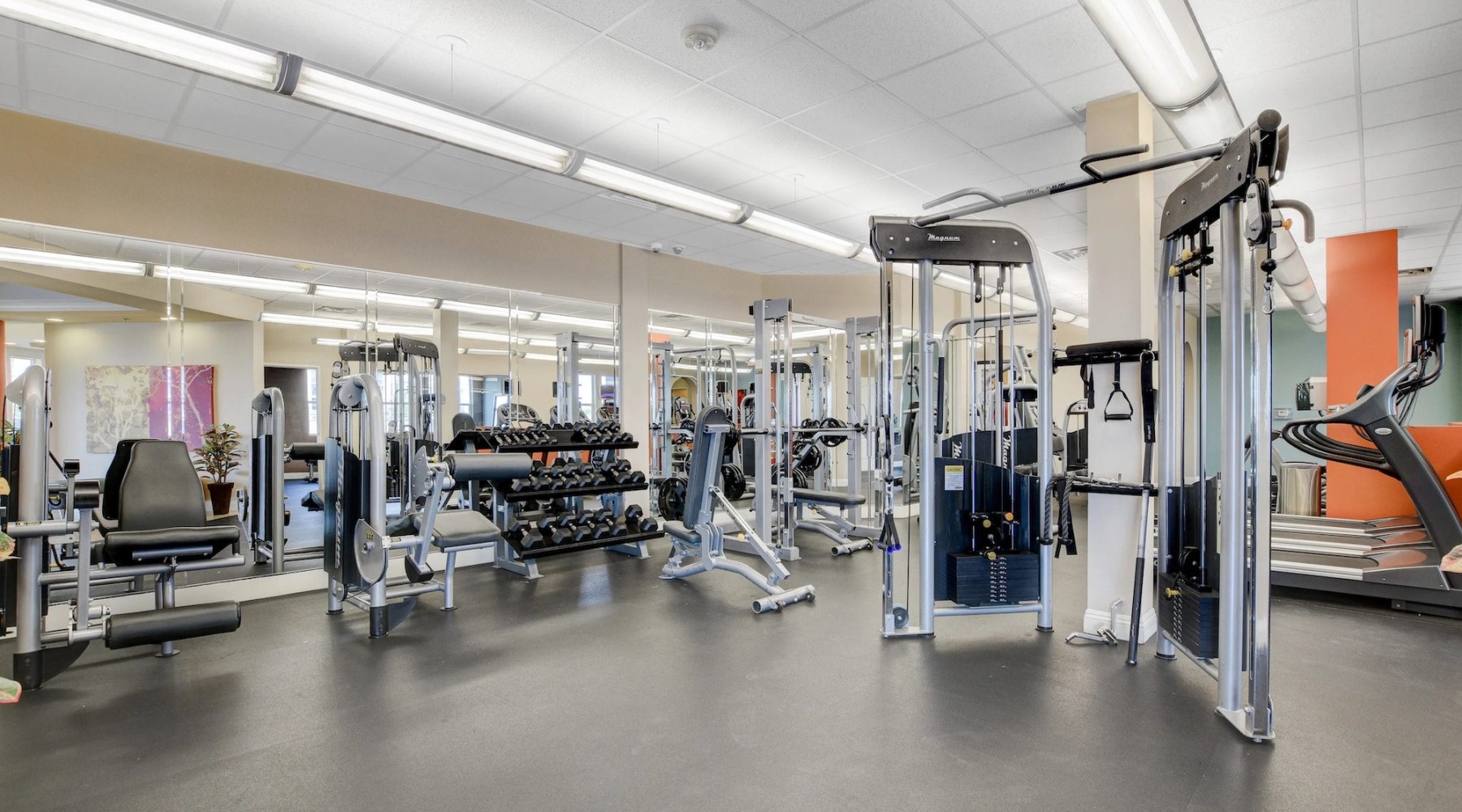a gym with exercise equipment